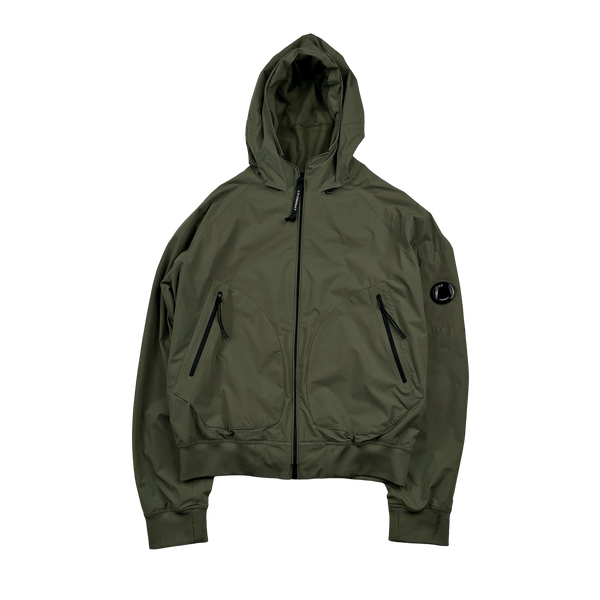 CP Company Olive Pro Tek Hooded Jacket - Medium