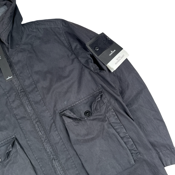 Stone Island 2019 Black 50 Fili Resinata Ghost Parka Jacket - Medium