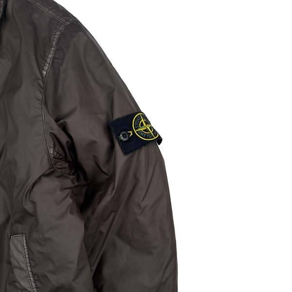 Stone Island 2015 Brown Mussola Gommata Shearling Flight Jacket - XL