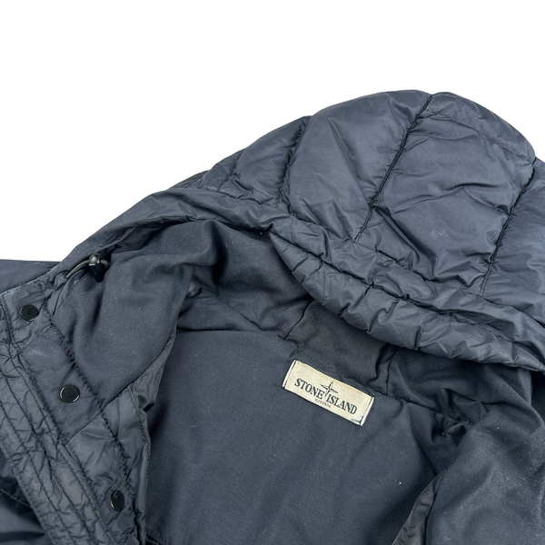 Stone Island 2013 Navy Long Crinkle Down Puffer Jacket - Large