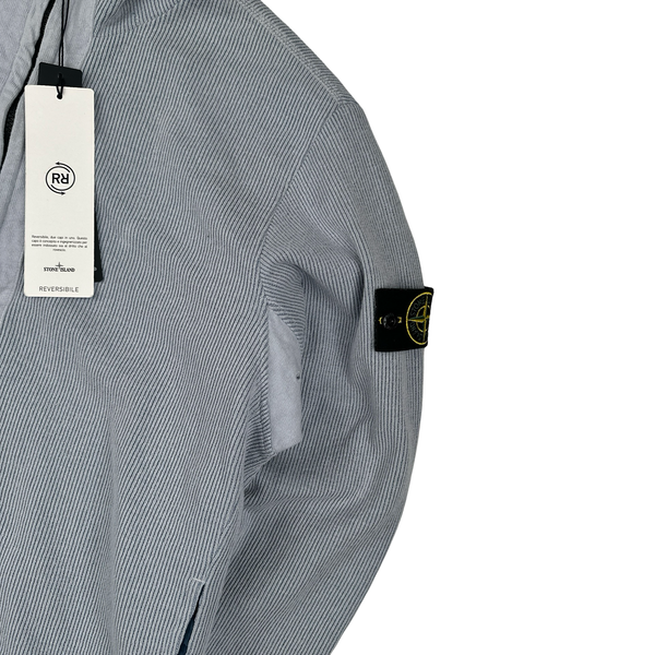 Stone Island 2024 Baby Blue/Navy Reversible Zip Up Hoodie Jacket - Large