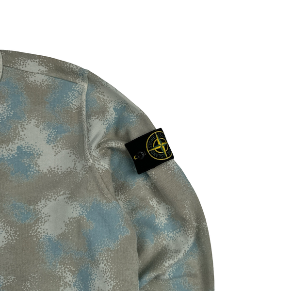 Stone Island 2020 Blue Big Loom Camo Crewneck Sweatshirt - Medium