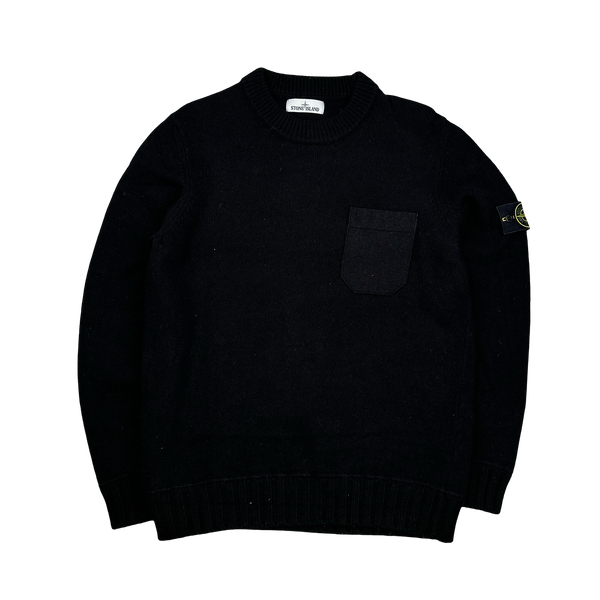 Stone Island 2017 Black Wool Crewneck - XL