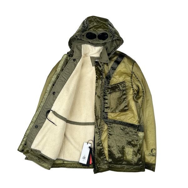 CP Company Green Kan D Shearling Lined Goggle Jacket - Large