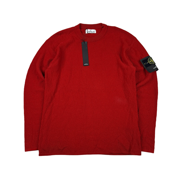 Stone Island 2019 Red Waffle Knit Crewneck Jumper - Large