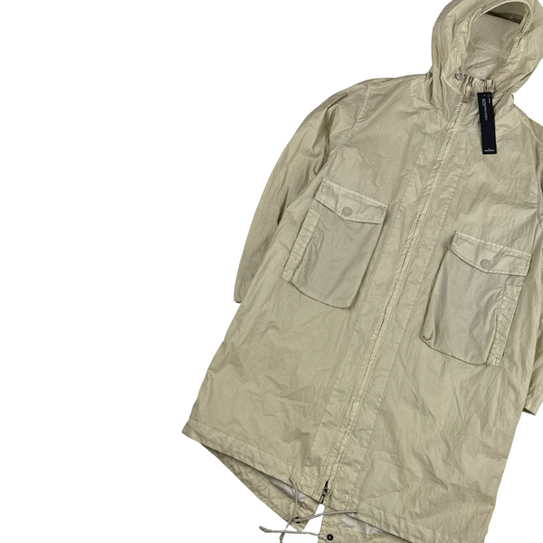 Stone Island 2019 Cream 50 Fili Resinata Ghost Piece Parka Jacket - Large