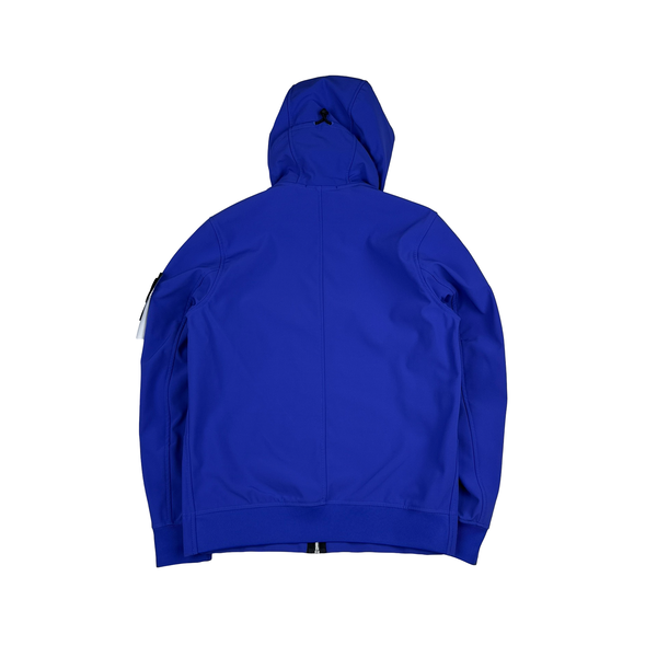 Stone Island 2021 Blue Soft Shell E Dye Hooded Jacket - Small