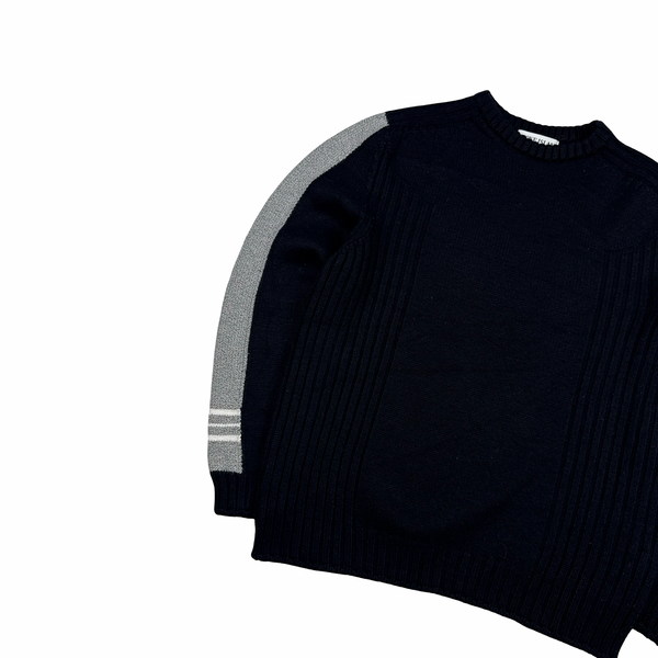 Stone Island Black Knit Vintage Crewneck Jumper - Medium
