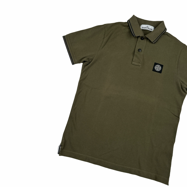 Stone Island Khaki Short Sleeve Polo Shirt - Small