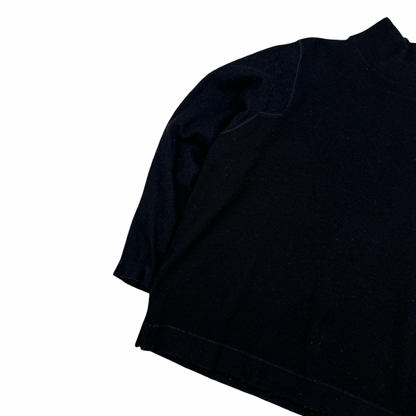 Stone Island 1999 Black Wool Vintage Pullover Mock Neck Jumper - Medium