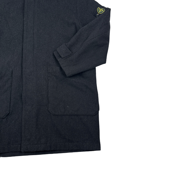 Stone Island 1998 Navy Vinatge Wool Long Parka Jacket - Large