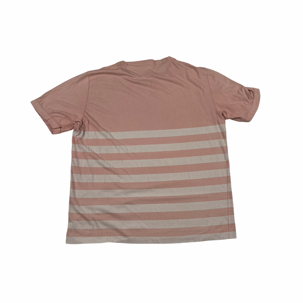 Stone Island Vintage 2002 White & Pink Striped T Shirt - XL