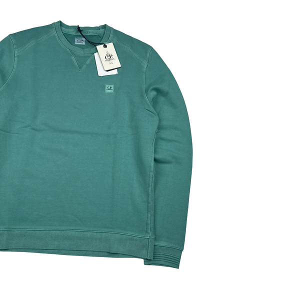 CP Company Green Cotton Garment Dyed Crewneck Jumper - Large