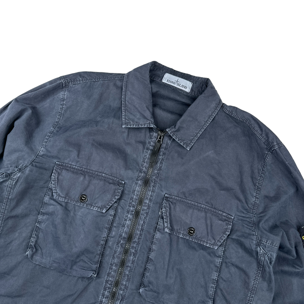 Stone Island 2021 Navy Cotton Double Pocket Overshirt - XL