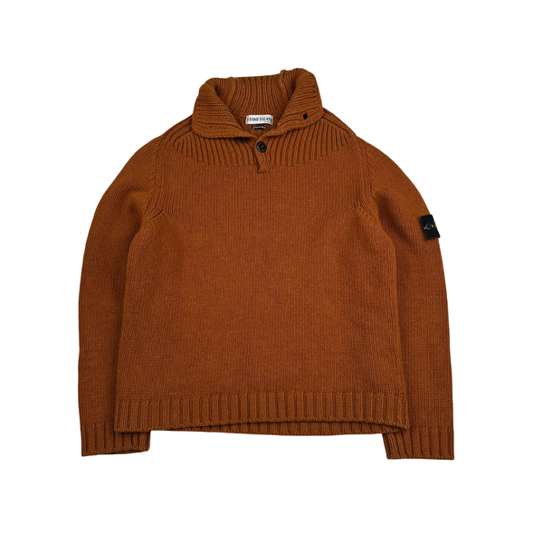 Stone Island 2002 Rust Orange Wool Blend Knit Jumper - Large