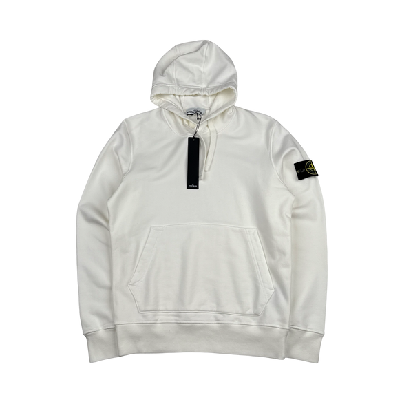 Stone Island 2021 White Pullover Cotton Hoodie - Small