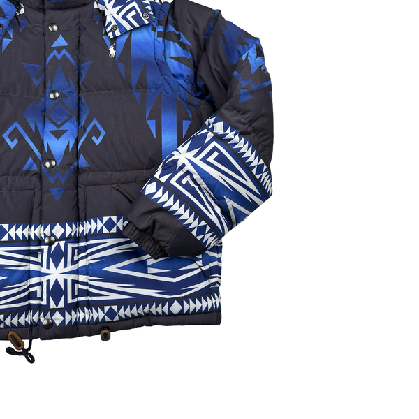 Ralph Lauren Blue Pattern Down Filled Puffer Jacket - Medium