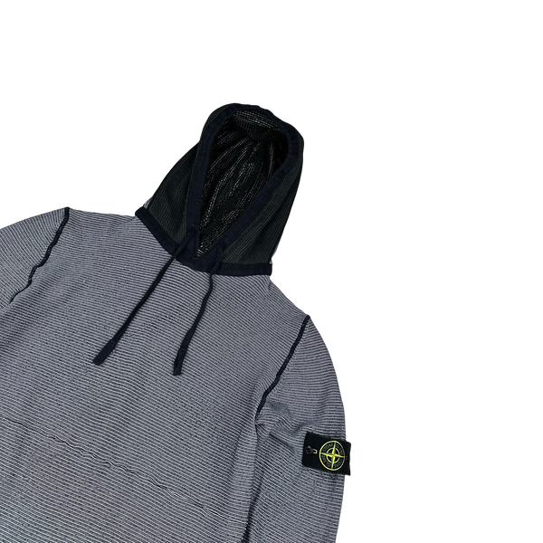 Stone Island 2010 Grey Cotton Mesh Pullover Hoodie - XXL