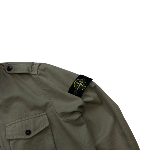 Stone Island Beige Structured Cotton Multipocket Field Jacket - Large