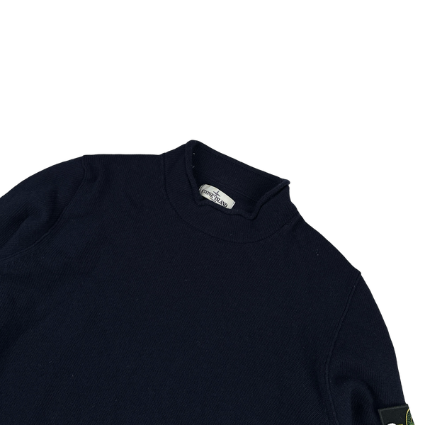 Stone Island 2013 Navy Wool Knit Mock Neck Jumper - Large