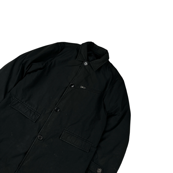 Prada Black Nylon Spellout Tab Padded Reversible Jacket - Large