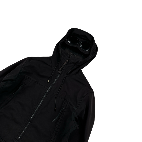 CP Company Black Fleece Lined Soft Shell Goggle Jacket - Large