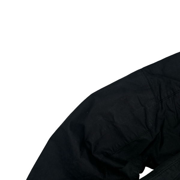 Stone Island 2025 Black Cotton Buttoned Chest Pocket Overshirt - Large