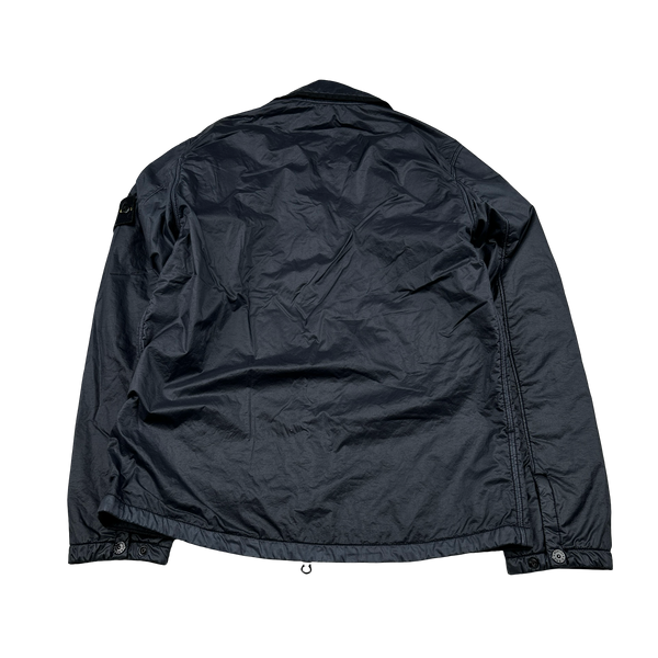 Stone Island 2020 Black Lamy Flock Zipped Overshirt - Small