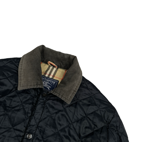 Burberry Nova Check Lined Black Quilted Padded Jacket - Large