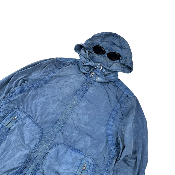 CP Company Blue Nylon Goggle Jacket - Large