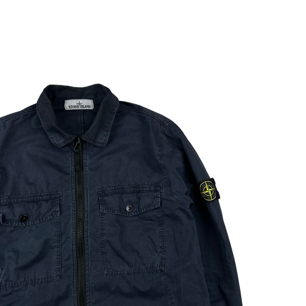 Stone Island 2019 Navy Cotton Zipped Overshirt - Small