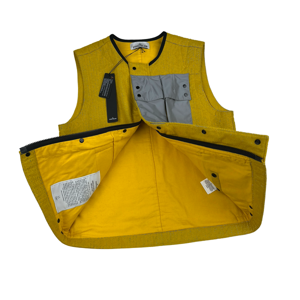 Stone Island 2022 Yellow Needle Punched Reflective Gilet - Small