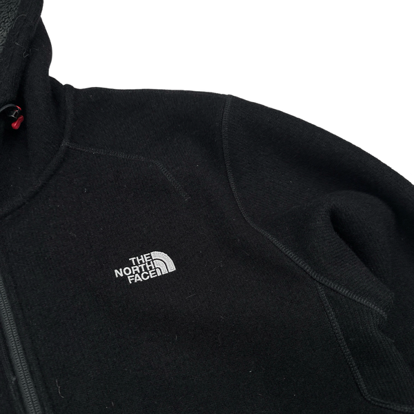 North Face Black Teddy Fleece Lined Zipped Wool Jacket - Medium