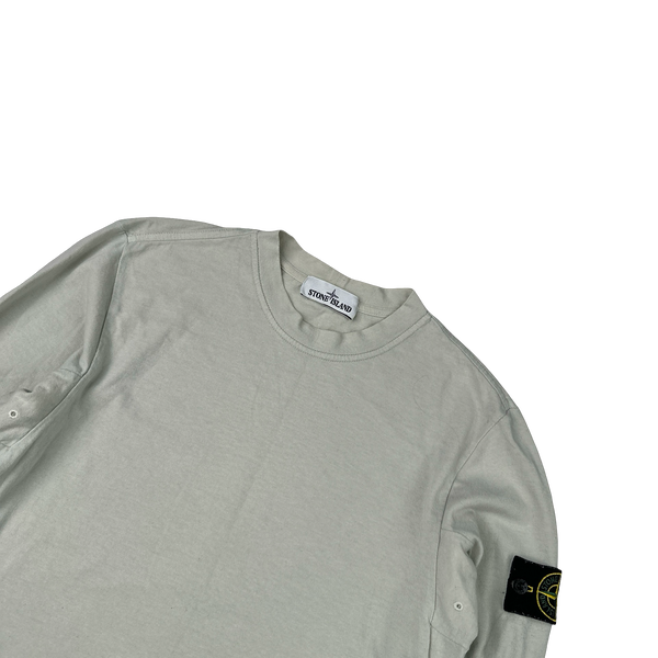 Stone Island 2017 Pearl Grey Longsleeve Cotton Top - Small