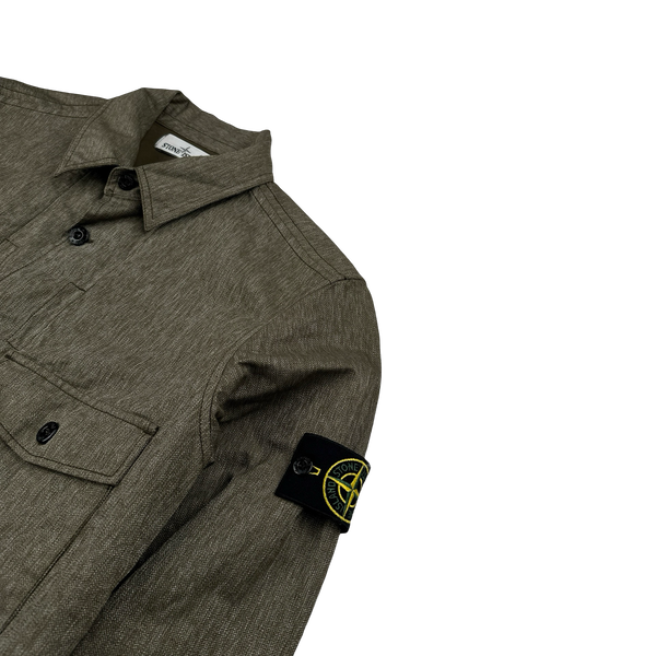 Stone Island 2014 Khaki Resin Coated Cotton Overshirt - Large