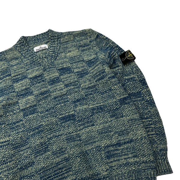 Stone Island 2017 Rare Wool Blend Knitted V-Neck Jumper - Large