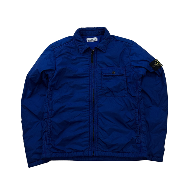 Stone Island 2015 Blue Cotton Lined Crinkle Reps Overshirt - Medium