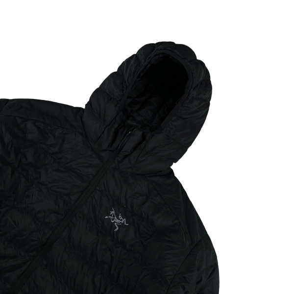 Arcteryx Black Down Filled Zipped Hooded Jacket - Large