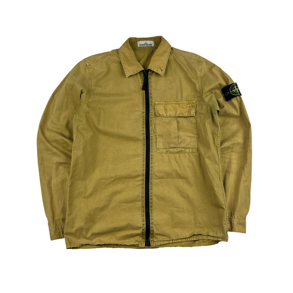 Stone Island 2019 Yellow Brushed Cotton Overshirt - Small