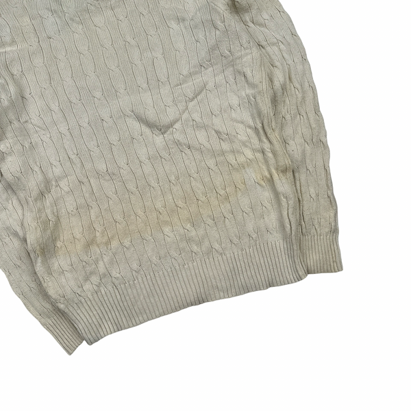 Ralph Lauren Cream Tussan Silk Knit Crewneck Jumper - Large