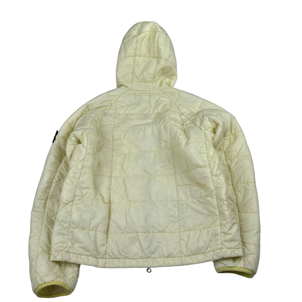 Stone Island 2019 Yellow Garment Dyed Quilted Micro Yarn Hooded Jacket - Large