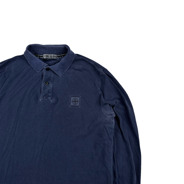 Stone Island 2011 Navy Buttoned Longsleeve Polo Shirt - Large