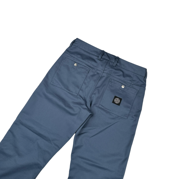 Stone Island 2022 Blue Cotton Blend Patch Trousers - 32"