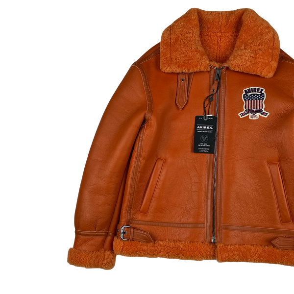 Avirex Orange Sherling Lined Spell out Bomber Jacket - Large