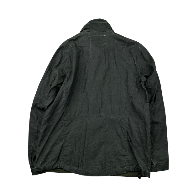 CP Company Khaki Plated Linen Lens Viewer Jacket - Large