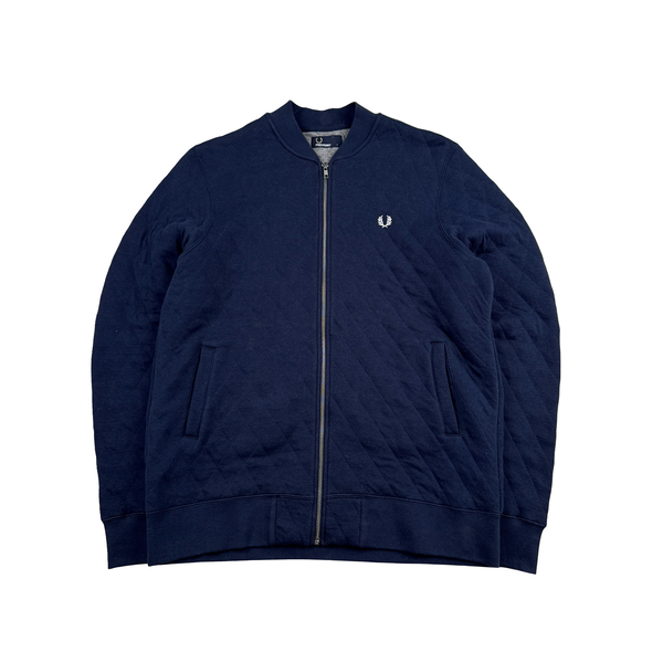 Fred Perry Navy Zipped Collared Jumper - Large