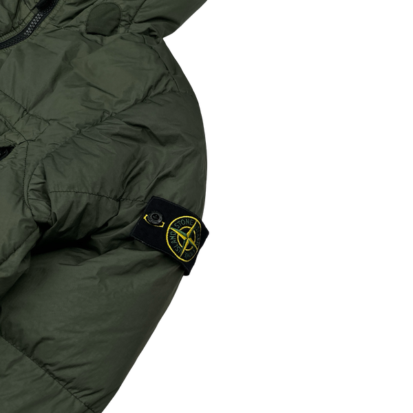 Stone Island 2020 Khaki Crinkle Reps Puffer Jacket - Small