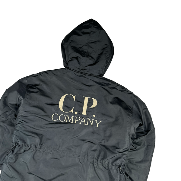 CP Company 80’s Black Vintage Spellout Fleece Lined Beach Robe - Large