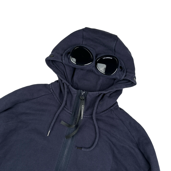 CP Company Navy Cotton Goggle Hoodie - Small