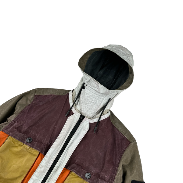 Stone Island 2019 Tela Placcata Resin Coated Bicolore Hooded Jacket - Small